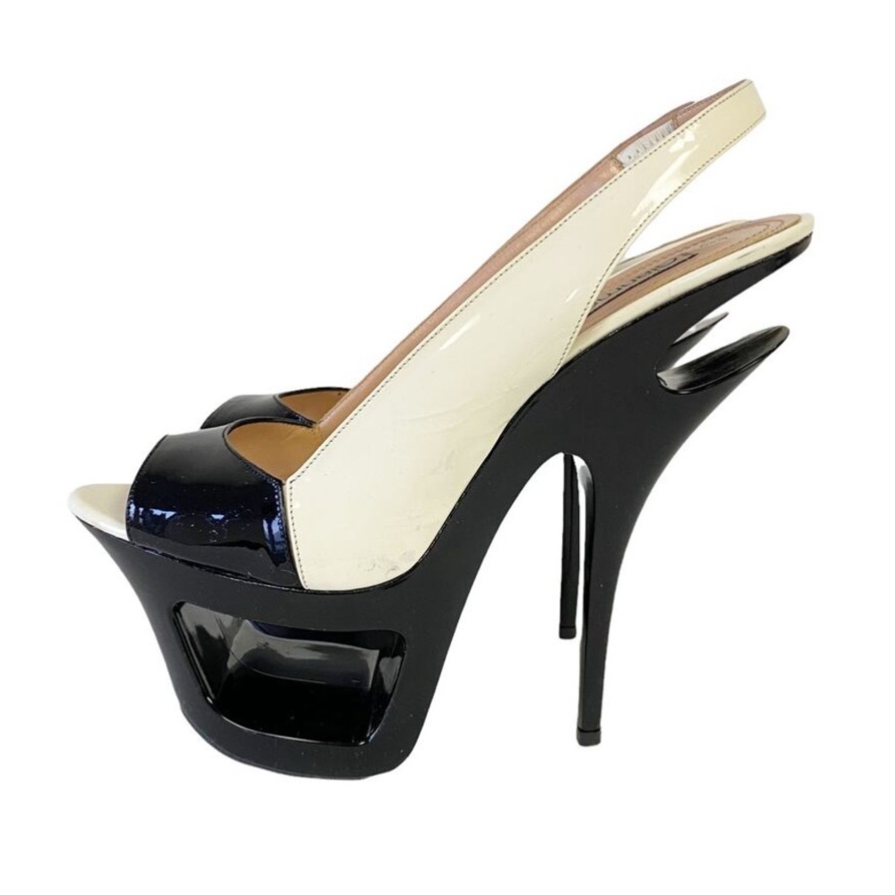 Gianmarco Lorenzi Black and Cream Platform Heels